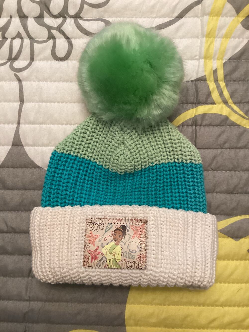 NWT Disney Parks x Love Your Melon Princess the Frog Tiana Pom Pom Kids Beanie